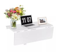 Costway Wall Mounted Table Folding Multi-use Hanging Drop-Leaf Laptop Desk in White COSTWAY White