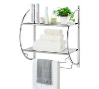 Costway Wall Mounted Towel Rack 2 Tiers Curved Display Organiser Shelving Unit Home