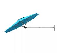 Costway Wall-Mounted Umbrella Water-proof Cantilever Parasols Tilting Sunshade Umbrella w/ Adjustable Pole in Navy COSTWAY Navy