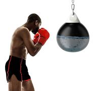COSTWAY Water Punch Bag, 45cm/52cm Boxing Aqua Bag with Adjustable Metal Chain, Insurance Buckles, Water Injection Hose, for Adults Fitness, MMA (Black, 45 x 58 cm)