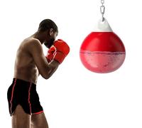 COSTWAY Water Punch Bag, 45cm/52cm Boxing Aqua Bag with Adjustable Metal Chain, Insurance Buckles, Water Injection Hose, for Adults Fitness, MMA (Red, 45 x 58 cm)