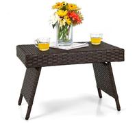 Costway Wicker Coffee Table Folding Outdoor Patio Rattan Side Table