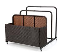 Costway Wicker Patio Pool Float Storage Organizer Pool Caddy Basket in Brown COSTWAY Brown