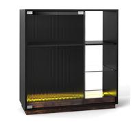 Costway Wine Bar Cabinet with LED Lights Modern Coffee Station in Black COSTWAY Black