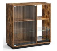 Costway Wine Bar Cabinet with LED Lights Modern Coffee Station in Brown COSTWAY Brown