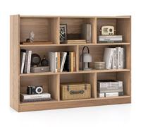 Costway Wood Storage Cube Bookcase 3 Tier 8 Cube Open Shelf Storage Cabinet in Natural COSTWAY Natural