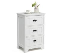 Costway Wooden 3-Drawer Bedside Table Vintage Nightstand Accent End Table Sofa Side Table