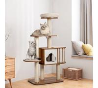 Costway Wooden 5-Tier Cat Tree Condo Cat Play Tower Activity Center Scratching Posts