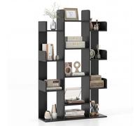 Costway Wooden Bookshelf Tall Bookcase Corner Storage Organizer Display Shelf in Black COSTWAY Black