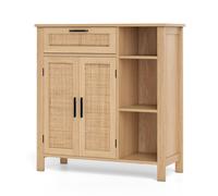 Costway Wooden Buffet Sideboard Storage Cabinet w/2 Rattan Woven Doors in Natural COSTWAY Natural