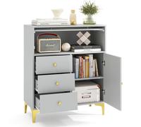 Costway Wooden Chest of Drawers 3-Drawer Dresser Storage Cabinet Chest Cupboard Organiser Unit in Grey COSTWAY Grey