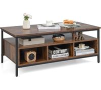 Costway Wooden Cocktail Center Table with Storage Shelf for Living Room