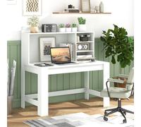 Costway Wooden Computer Desk Home Office Laptop PC Desk w/ Hutch in White COSTWAY White