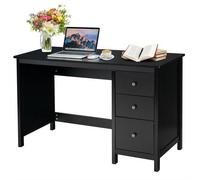 Costway Wooden Computer Desk Modern Writing Desk Workstation with 3 Drawers in Black COSTWAY Black