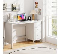 Costway Wooden Computer Desk Modern Writing Table With 3 Drawers-White