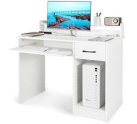 Costway Wooden Computer Desk W/ Keyboard Tray Home Office Writing Desk Vanity Dressing Table