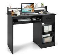Costway Wooden Computer Desk W/ Keyboard Tray Writing Workstation Vanity Dressing Table in Black COSTWAY Black