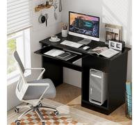 Costway Wooden Computer Desk With Pull-Out Keyboard Tray Black Office Desk