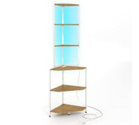 Costway Wooden Corner Shelf With Storage Shelves Standing Display Organization Rack Natural&white