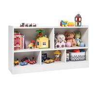Costway Wooden Cube Bookcase 2 Tier Open Storage Shelving Unit with 5 Compartments in White COSTWAY White
