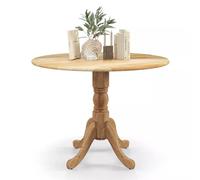 Costway Wooden Dining Table 4-Person Kitchen Round Table w/ Curved Trestle Legs in Natural COSTWAY Natural