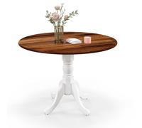 Costway Wooden Dining Table with Round Tabletop & Curved Trestle Legs in Grey COSTWAY Grey