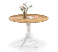 Costway Wooden Dining Table With Round Tabletop & Curved Trestle Legs-White