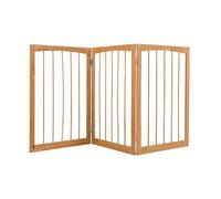 COSTWAY Wooden Dog Gate for Small and Medium Dogs, Foldable Freestanding Pet Barrier, 3-Panel Safety Fence for Doorway, Stairs, Halls (Natural, 159 x 76cm)