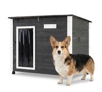 Costway Wooden Dog House Outdoor Large Dog Kennel Weatherproof With Natural Spruce Wood Frame