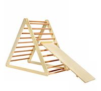 Costway Wooden Foldable Triangle Climber Step Training Ladder Pikler Toddler With Ramp