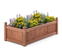 COSTWAY Wooden Garden Planter, Rectangular Trough Box Flower Pot with Drainage Holes, Herb Vegetables Plant Flower Container for Indoor Outdoor Backyard Patio Balcony (117 x 59 x 40cm)
