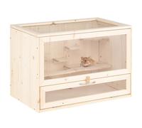 COSTWAY Wooden Hamster Cage, Transparent Small Animals Cages with Acrylic Window, Mesh Flip Roof, Exercise Play House for Syrian Hamsters Mouse Rats Rodent, 60 x 35 x 42cm