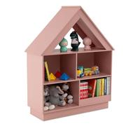 Costway Wooden Kids Bookshelf House-Shaped 5 Cubby Toy Storage Organizer