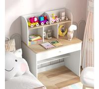 Costway Wooden Kids Desk Children Writing Table With Hutch & Drawer