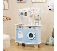 Costway Wooden Kids Kitchen Playset Pretend Play Kitchen Toy Kitchen Set-Blue