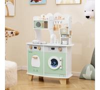 Costway Wooden Kids Kitchen Playset Pretend Play Kitchen Toy Kitchen Set-Green