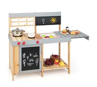 COSTWAY Wooden Mud Kitchen, Outdoor Kitchen Playset with Chalkboard, Movable Tabletop & Sink, Storage Cabinet, Kids Role Pretend Play Kitchen for Boys Girls