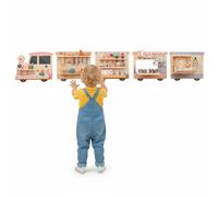 Costway Wooden Sensory Wall Panel Kids Activity Busy Board with Vanity COSTWAY Multicolor