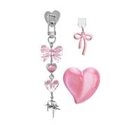 Costyleen Cute Kindle Accessories Set: USB-C Dust Plug Charm + Blue Heart Anti-Slip Grip Holder + Bling Keychain Hook - Compatible with Kindle Paperwhite 11th & 12th Generation