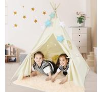 Costzon Teepee Tent for Kids, Foldable Play Tent with Unique Reinforcement Part, Side Pocket, Window, Children Indian Tent Playhouse for Indoor & Outdoor Playing, Gift for Boys & Girls