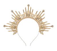 COSUCOS Butterfly Halo Crown Headpiece - Sunburst Spiked Virgin Mary Headband Greek Goddess Headpiece with Zip Tie Crystal Gold Fantasy Crowns Wedding Cosplay Pageant Festival Costmue Renaissance