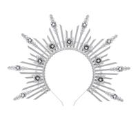 COSUCOS Greek Goddess Sun Headband - Silver Spiked Renfaire Virgin Mary Sunburst Goddess Halo Crown Fantasy Statue of Liberty Headpiece for Women Halloween Cosplay Renaissance Costume Headwear