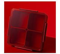 Cosushy Square Plastic Divided Serving Tray with Lid, 4 Individual Dishes Food Storage Containers, Snack Box with Compartments, Hot Pot Serving Platter for Snack, Fruit, Veggie, Candies