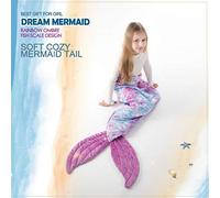 COSUSKET Mermaid Tail Blanket, Mermaid Blanket for Girls, All Seasons Mermaid Tails Sleeping Bags, Rainbow Plush Soft Premium Microfiber Colorful Fish Scale Design Snuggle Blanket
