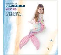 COSUSKET Mermaid Tail Blanket, Mermaid Blanket for Girls, All Seasons Mermaid Tails Sleeping Bags, Rainbow Plush Soft Premium Microfiber Colorful Fish Scale Design Snuggle Blanket