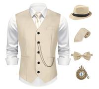 Cosvana 1920s Mens Costume - Roaring 20s Outfit Set for Gatsby Gangster, White, Large