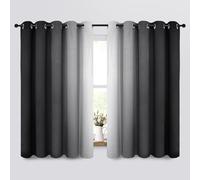 COSVIA Ombre Black Curtains, 63 inch Length, 2 Panels, Grommet, Room Darkening, Light Blocking, Insulated, Thermal Gradient, Window Curtains for Bedroom/Living Room, 70x63 inches