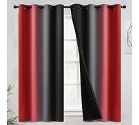 COSVIYA 100% Blackout Curtains & Drapes Black Red Curtains 63 inch Length 2 Panels,Full Room Darkening Grommet Gradient Insulated Thermal Window Curtains for Bedroom/Living Room,52x63 inches