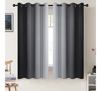 COSVIYA Grommet Ombre Room Darkening Curtains 63 inch Length, Black and Greyish White Gradient Drapes Light Blocking Insulated Thermal Window Curtains for Bedroom/Living Room,2 Panels,52x63 inches