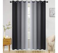 COSVIYA Grommet Ombre Room Darkening Curtains 84 inch Length 2 Panels, Black and Grayish White Gradient Drapes Light Blocking Insulated Thermal Window Curtains for Bedroom/Living Room,52x84 inches